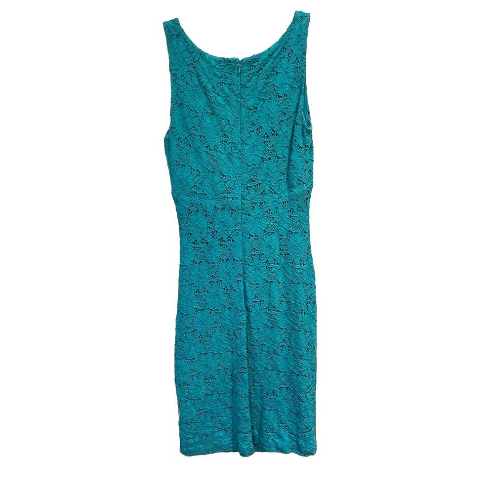 Lauren Ralph Lauren Sheath Dress Size 6 Sleeveless Lace Over Dress Turquoise - Picture 5 of 15